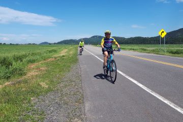 Low traffic paved road riding with a fantastic descent into Tadoussac on a Freewheeling Adventure tour.