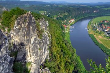 Easy downstream cycling along the Elbe River with varying terrain of hills and valleys on the Elbe River Bike with Freewheeling Adventures.