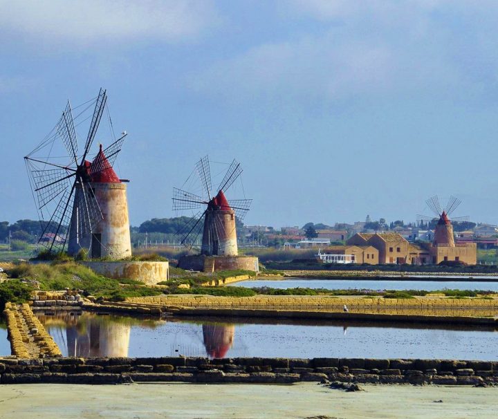 Saline of the Laguna Marsala Sicily Italy.