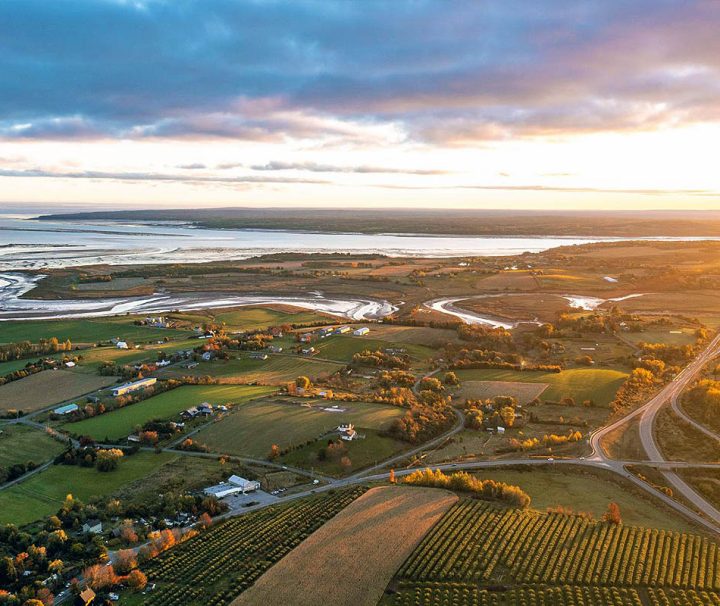 This image shows the Landscape of Grand Pré, a UNESCO World Heritage Site in Nova Scotia